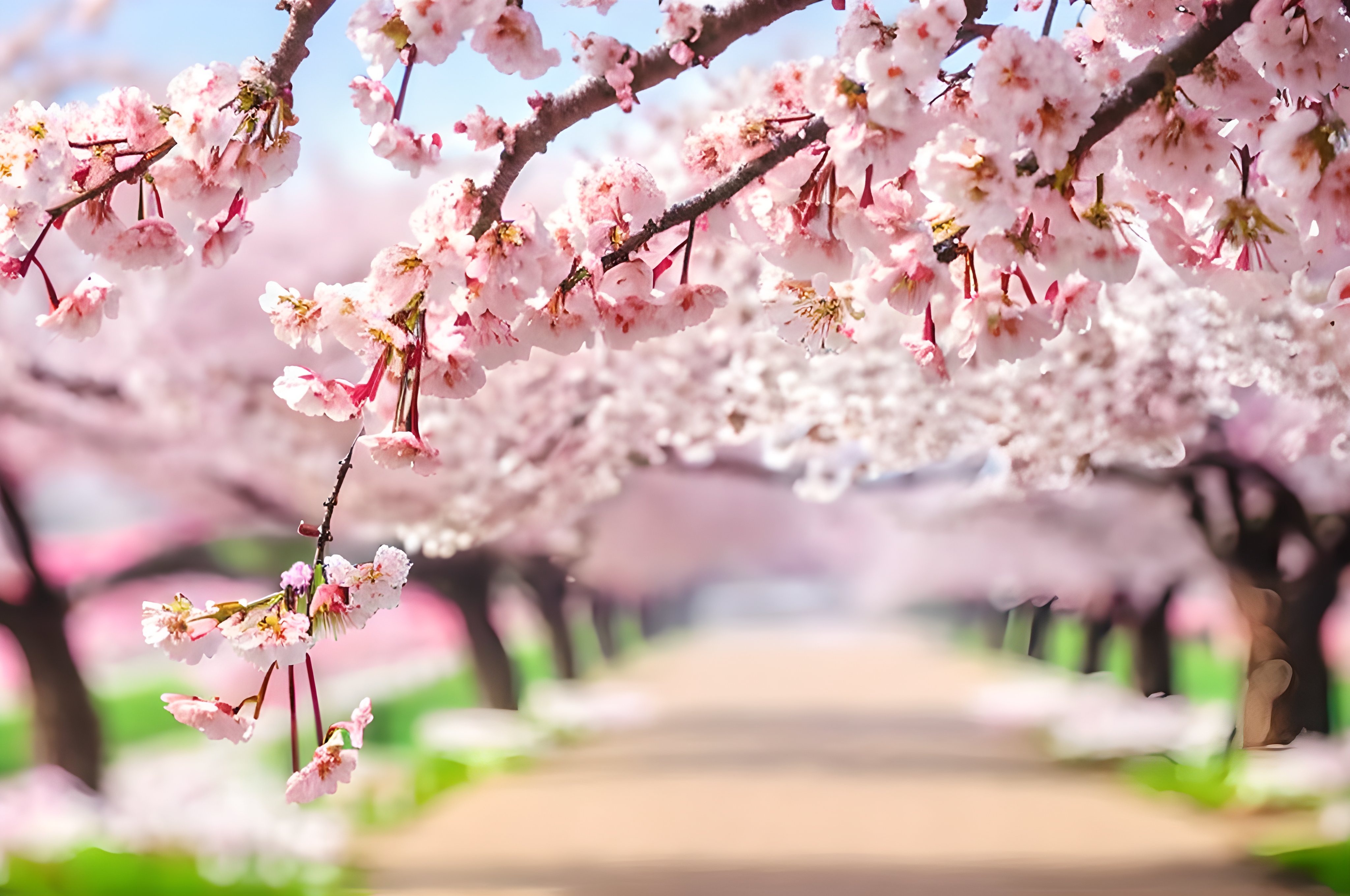 雨上がりの桜並木 